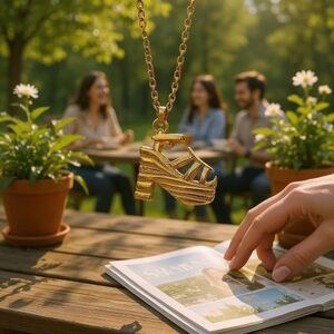 Salvatore Ferragamo Gold-Tone Rainbow Sandal Keychain Charm